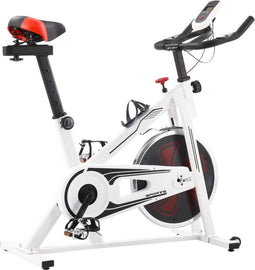 vidaXL - Hometrainer - met - hartslagsensoren - wit - en - rood