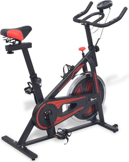 vidaXL - Hometrainer - met - hartslagsensoren - zwart - en - rood