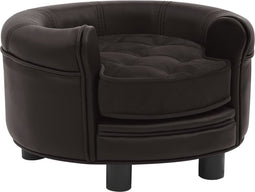 vidaXL - Hondenbank - 48x48x32 - cm - pluche - en - kunstleer - bruin
