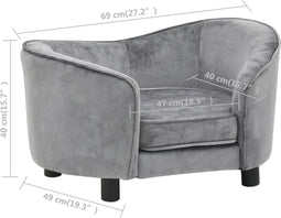 vidaXL - Hondenbank - 69x49x40 - cm - pluche - donkergrijs