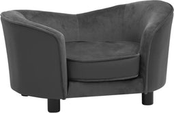 vidaXL - Hondenbank - 69x49x40 - cm - pluche - en - kunstleer - donkergrijs