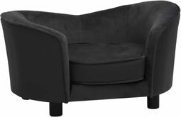 vidaXL - Hondenbank - 69x49x40 - cm - pluche - en - kunstleer - zwart