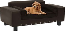 vidaXL - Hondenbank - 81x43x31 - cm - pluche - en - kunstleer - bruin