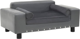 vidaXL - Hondenbank - 81x43x31 - cm - pluche - en - kunstleer - grijs
