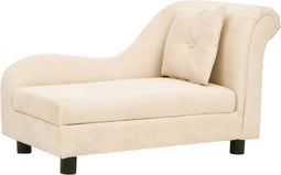 vidaXL - Hondenbank - met - kussen - 83x44x44 - cm - pluche - crèmekleurig