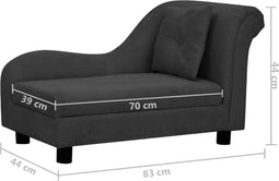 vidaXL - Hondenbank - met - kussen - 83x44x44 - cm - pluche - zwart