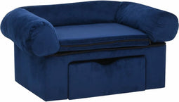 vidaXL - Hondenbank - met - lade - 75x50x38 - cm - pluche - blauw