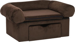 vidaXL - Hondenbank - met - lade - 75x50x38 - cm - pluche - bruin