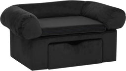 vidaXL - Hondenbank - met - lade - 75x50x38 - cm - pluche - zwart