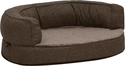 vidaXL - Hondenbed - ergonomisch - linnen-look - 60x42 - cm - fleece - bruin