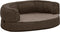 vidaXL - Hondenbed - ergonomisch - linnen-look - 60x42 - cm - fleece - bruin
