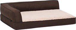vidaXL - Hondenbed - ergonomisch - linnen-look - 60x42 - cm - fleece - bruin