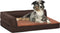 vidaXL - Hondenbed - ergonomisch - linnen-look - 60x42 - cm - fleece - bruin