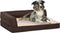vidaXL - Hondenbed - ergonomisch - linnen-look - 60x42 - cm - fleece - bruin