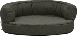 vidaXL - Hondenbed - ergonomisch - linnen-look - 75x53 - cm - fleece - donkergrijs