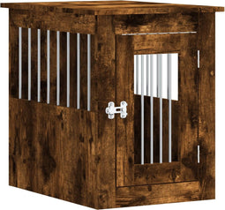 vidaXL - Hondenbench - 45x62x59 - cm - bewerkt - hout - gerookt - eikenkleurig