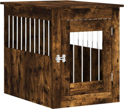 vidaXL - Hondenbench - 55x75x65 - cm - bewerkt - hout - gerookt - eikenkleurig