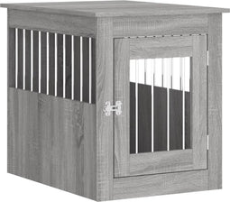 vidaXL - Hondenbench - 55x75x65 - cm - bewerkt - hout - grijs - sonoma