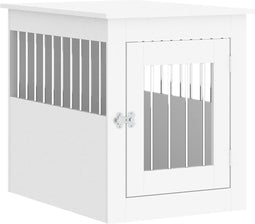 vidaXL - Hondenbench - 55x75x65 - cm - bewerkt - hout - wit