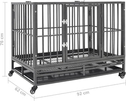 vidaXL Hondenbench met wielen 92x62x76 cm staal