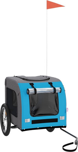 vidaXL - Hondenfietstrailer - oxford - stof - en - ijzer - blauw - en - grijs