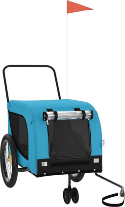 vidaXL - Hondenfietstrailer - oxford - stof - en - ijzer - blauw - en - zwart