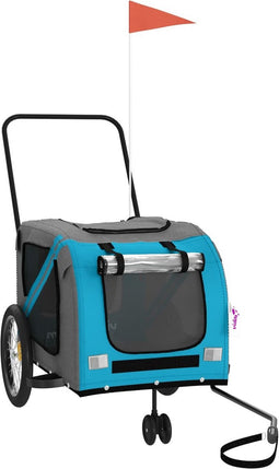 vidaXL - Hondenfietstrailer - oxford - stof - en - ijzer - blauw - en - grijs