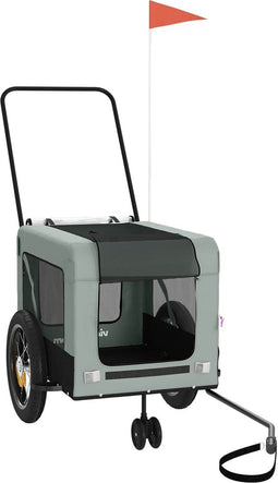 vidaXL - Hondenfietstrailer - oxford - stof - en - ijzer - grijs - en - zwart