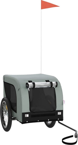 vidaXL - Hondenfietstrailer - oxford - stof - en - ijzer - grijs - en - zwart