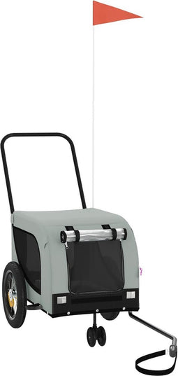 vidaXL - Hondenfietstrailer - oxford - stof - en - ijzer - grijs - en - zwart