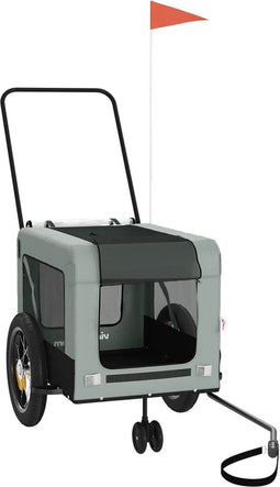 vidaXL - Hondenfietstrailer - oxford - stof - en - ijzer - grijs - en - zwart