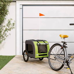 vidaXL - Hondenfietstrailer - oxford - stof - en - ijzer - groen - en - grijs