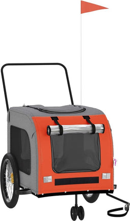 vidaXL - Hondenfietstrailer - oxford - stof - en - ijzer - oranje - en - grijs