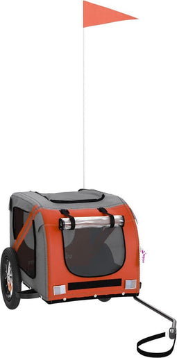 vidaXL - Hondenfietstrailer - oxford - stof - en - ijzer - oranje - en - grijs