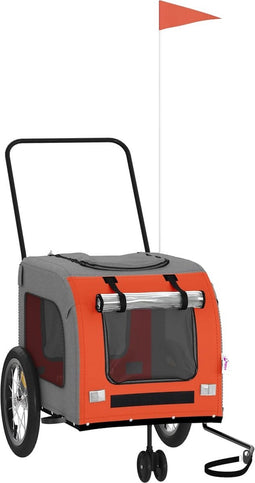 vidaXL - Hondenfietstrailer - oxford - stof - en - ijzer - oranje - en - grijs