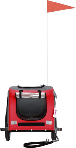 vidaXL - Hondenfietstrailer - oxford - stof - en - ijzer - rood - en - grijs