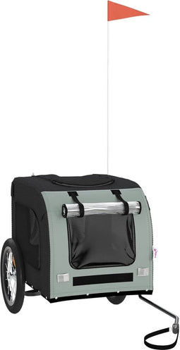 vidaXL - Hondenfietstrailer - oxford - stof - en - ijzer - zwart - en - grijs