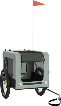 vidaXL - Hondenfietstrailer - oxfordstof - en - ijzer - grijs - en - zwart