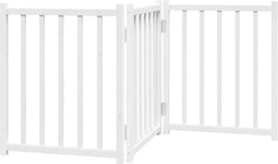 vidaXL - Hondenhek - inklapbaar - 3 - panelen - 150 - cm - massief - vurenhout - wit
