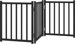 vidaXL - Hondenhek - inklapbaar - 3 - panelen - 150 - cm - massief - vurenhout - zwart