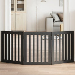 vidaXL - Hondenhek - inklapbaar - 3 - panelen - 150 - cm - populierenhout - zwart