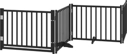 vidaXL - Hondenhek - inklapbaar - 4 - panelen - 320 - cm - massief - vurenhout - zwart