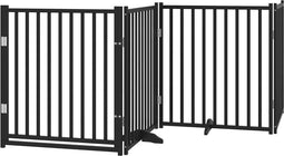 vidaXL - Hondenhek - inklapbaar - 4 - panelen - 320 - cm - massief - vurenhout - zwart