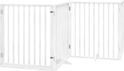 vidaXL - Hondenhek - inklapbaar - met - deur - 4 - panelen - 320 - cm - populierhout - wit