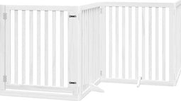 vidaXL - Hondenhek - inklapbaar - met - deur - 4 - panelen - 320 - cm - populierhout - wit