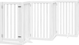 vidaXL - Hondenhek - inklapbaar - met - deur - 6 - panelen - 300 - cm - populierhout - wit