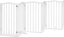 vidaXL - Hondenhek - inklapbaar - met - deur - 6 - panelen - 300 - cm - populierhout - wit