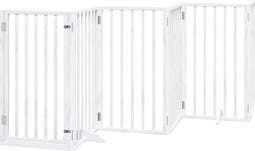 vidaXL - Hondenhek - inklapbaar - met - deur - 6 - panelen - 300 - cm - populierhout - wit