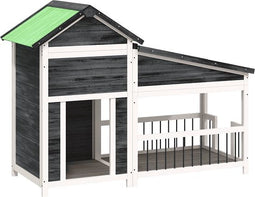 vidaXL - Hondenhok - 143x60,5x109 - cm - massief - grenenhout - grijs