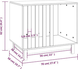 vidaXL - Hondenhok - 70x50x62 - cm - massief - grenenhout - wit